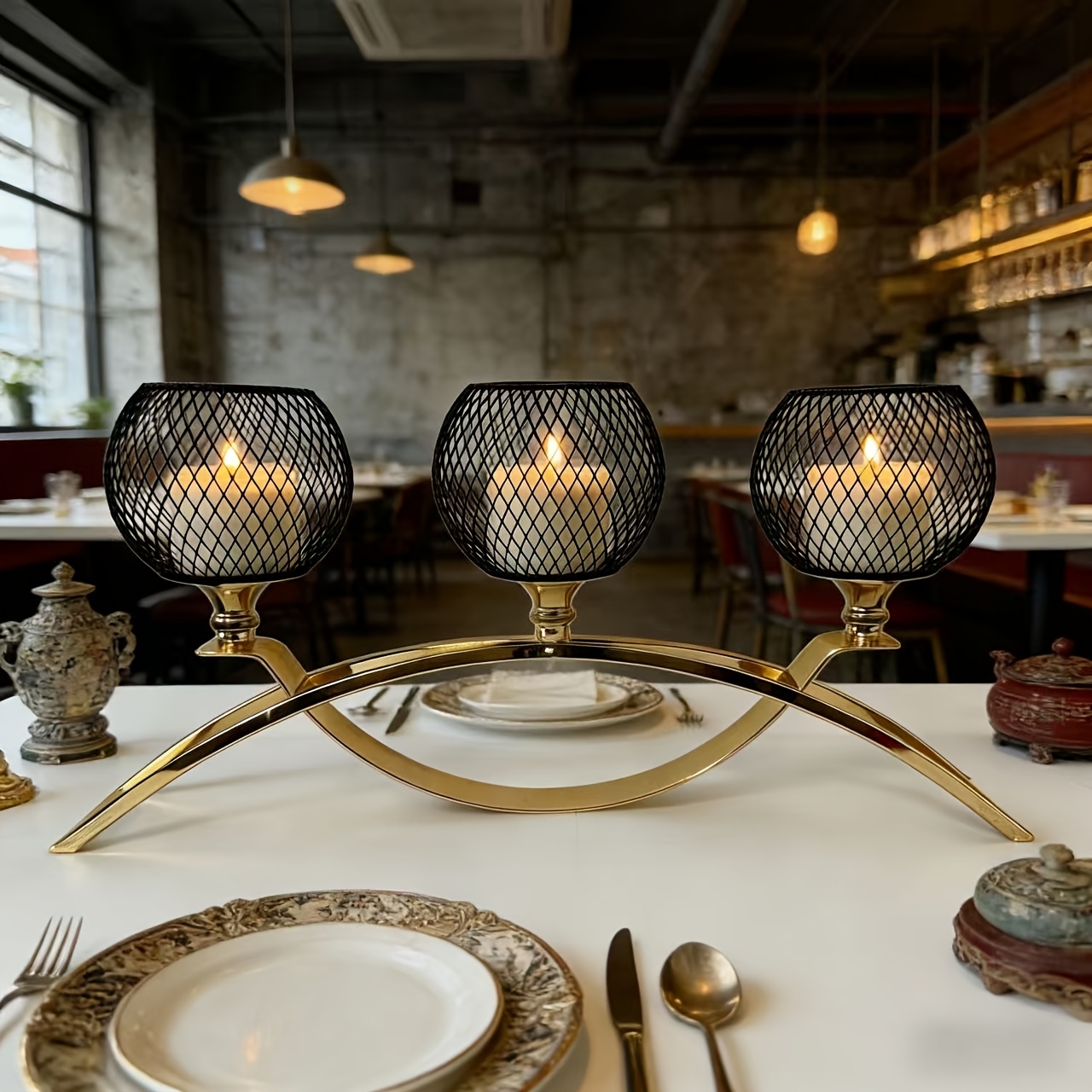 european style wrought iron candlestick dining table retro ornaments romantic candlelight dinner decorations 2