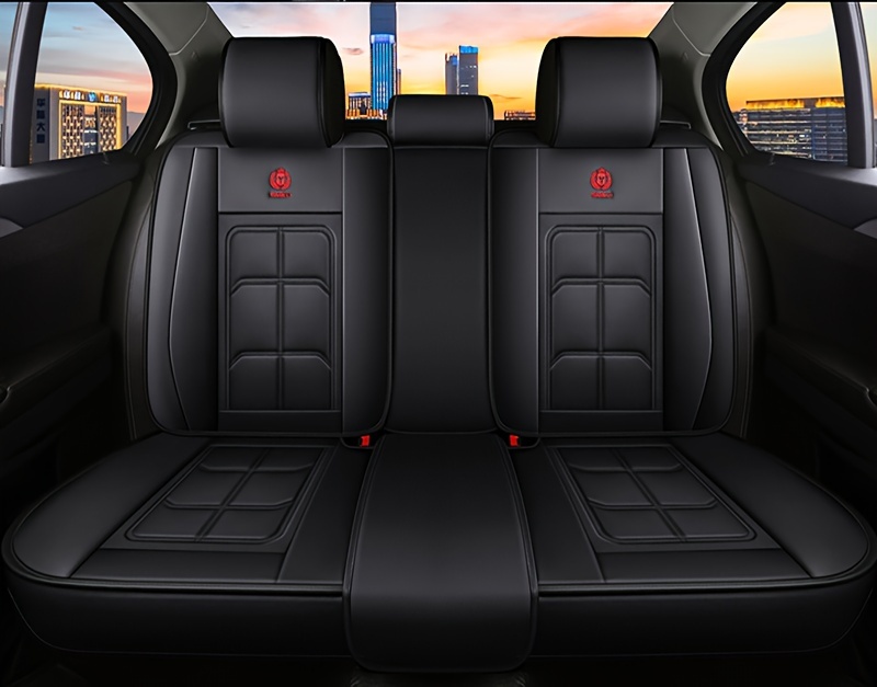 5pcs Full Set Car Seat Covers -  Fit for Most Sedans, SUVs & Trucks - Premium PU Leather, Waterproof & Breathable - Year-Round Protection