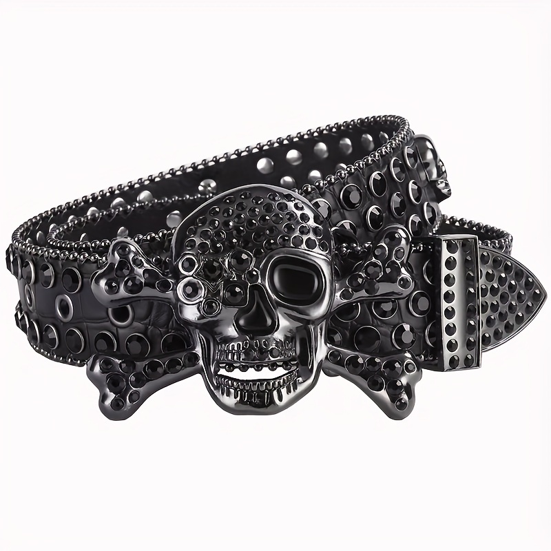 

1pc Skull Belt With Diamond Acrylic Crystal Belt Women's High-end Denim Waistband