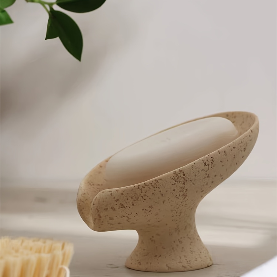Resin Soap Dish Leaf Shaped Soap Dish - Self Draining Soap Holder for Bathroom Sink, Shower & Kitchen, Soap Saver Tray with Drain Holes, Keeps Soap Dry, Easy to Clea