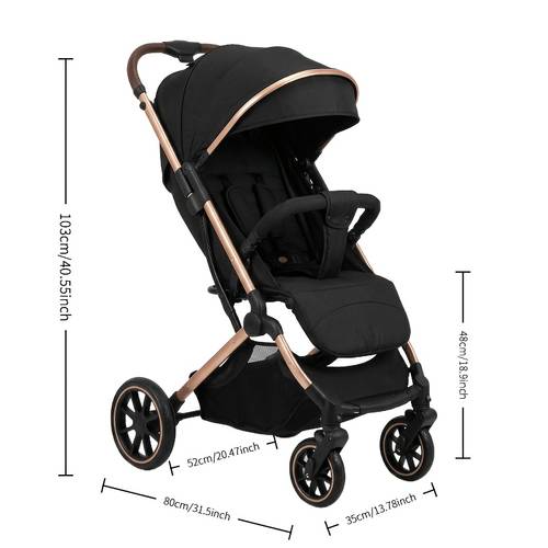 lightweight foldable baby stroller compact travel stroller suitable for infants and toddlers quick one hand fold large capacity storage basket adjustable sunshade shock absorption feature design travel essen