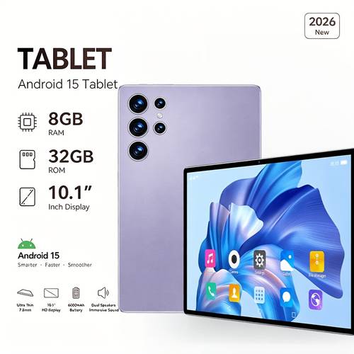 imagen del artículo rendimiento con batería de larga duración, pantalla de 10.1 pulgadas, 8gb de y 32gb de almacenamiento. con cámaras duales de 13mp + 5mp para fotos y videollamadas. lectura amigable, entretenimiento de viaje, tablet, pad