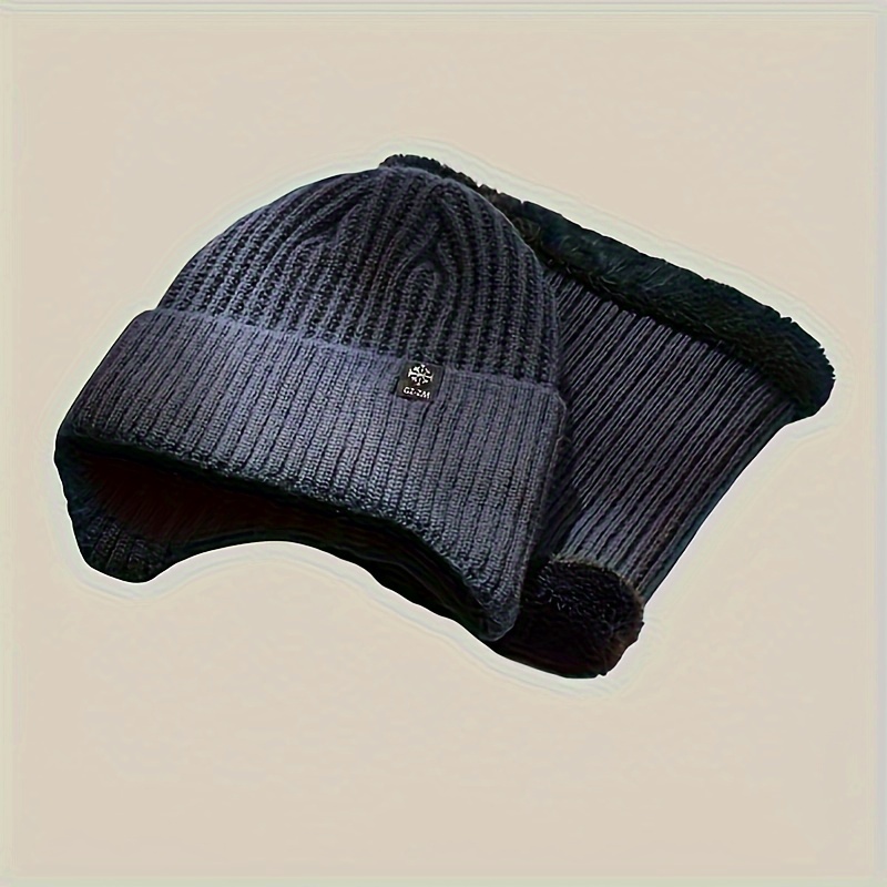 mens knitted warm hat neck gaiter fashionable style nylon Temu