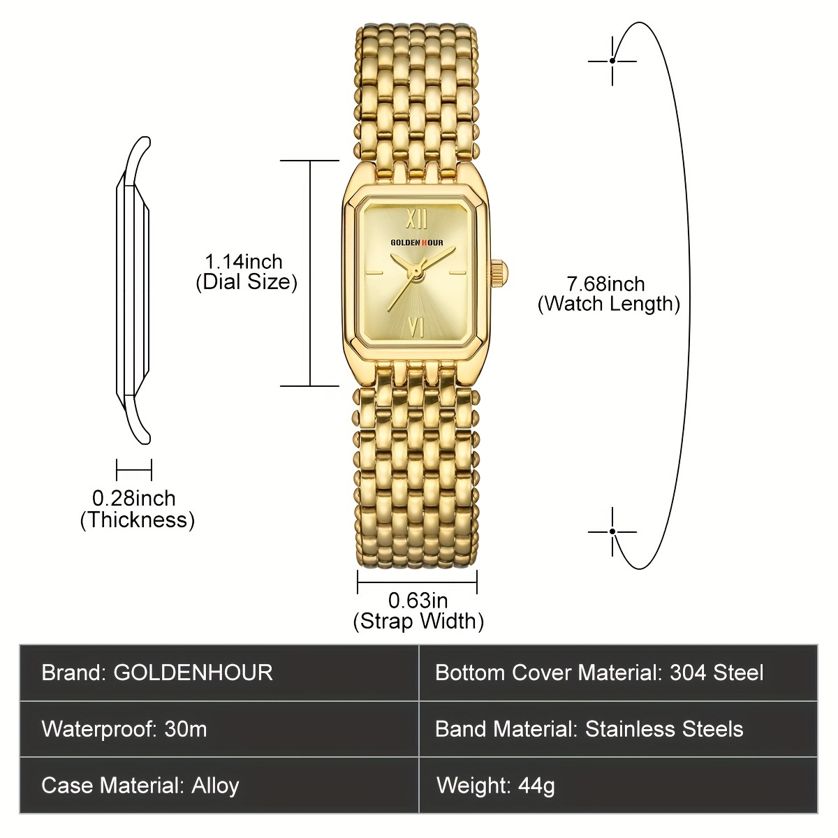 golden hour gold watches for women updated ladies quartz wrist watches stainless steel band womens small gold watch details 7
