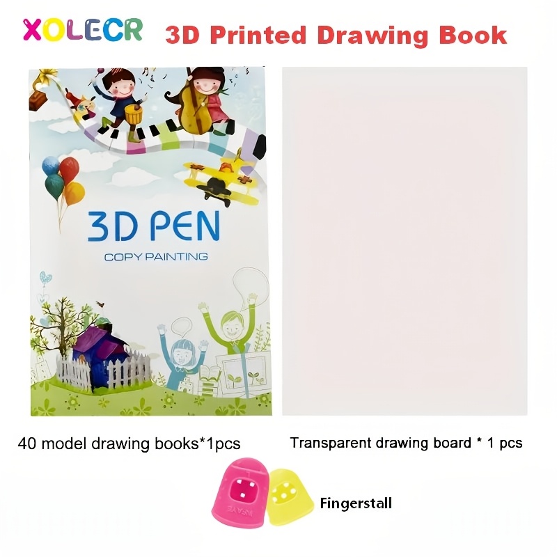TEMU Xolecr 3d Printing Drawing Book, Includes Reusable 40-color Pattern Drawing Books And Transparent Tracing Boards And Fingerstops, Graffiti