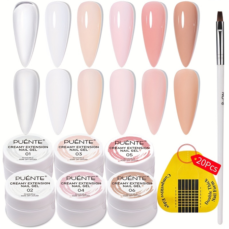 

Set de Vernis à PUENTE 6 - Extenseur Crémeux Pinceau & Moules, Teintes de à , Vernis UV LED à Enlever Manucure DIY à ou , Cadeau de Filles