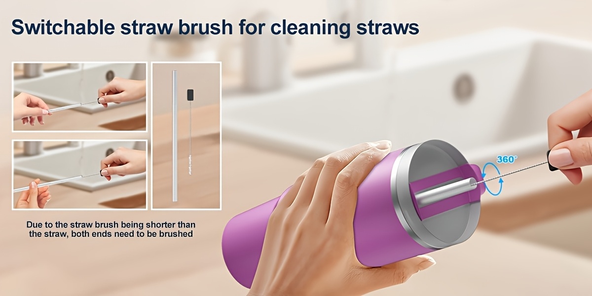 electric cleaning brush for mugs cup brush 2 cleaning power levels waterproof built in rechargeable battery standard straw brush type c charging cable wall mounted for drying cleaning tool kitchen accessory mug cleaning brush Product details 2