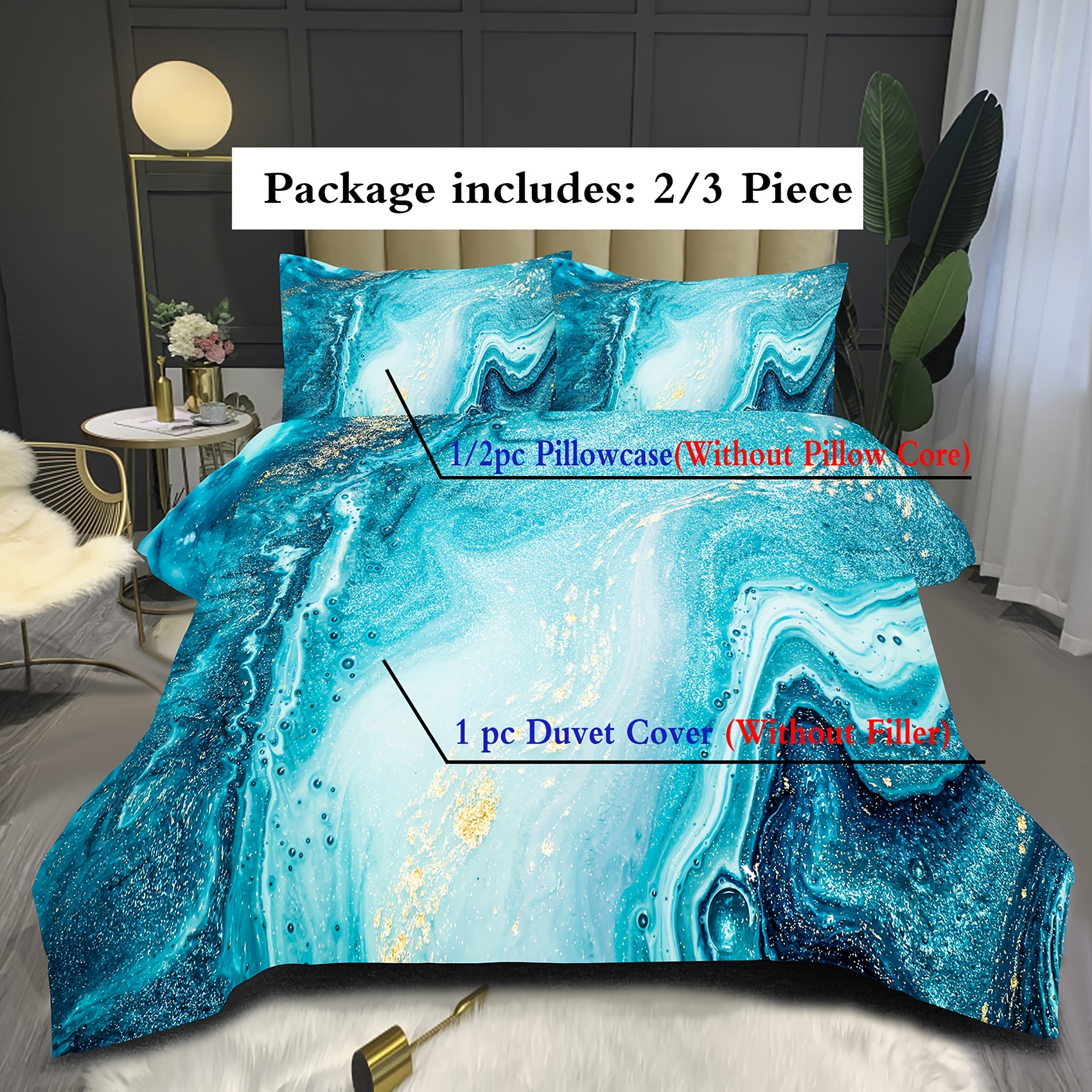 Cheapest Home Bedding 3 Piece Duvet Cover Set Hypoallergenic Brushed Microfiber Marble W