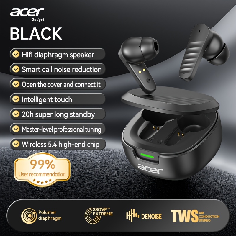 Image of Acer Ohr503 Wireless Earbuds - Wireless Stereo, In-ear Noise-canceling, Extra Long , Universal Fit For Men And Women, Latest Model