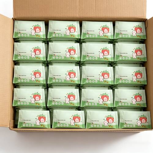 20pcs strawberry cute rabbit soft and adorable independent small pack wet wipes for personal use and cute cartoon packaging design compact portable and suitable for traveling made of non woven fabric suitable for outdoor use