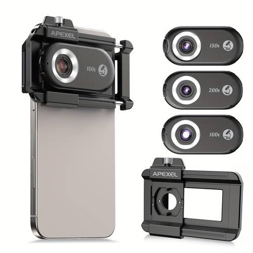 phone microscope lens 100x 150x 200x macro magnification lens microscope lens for phone lens 3 in 1 with led and cpl filter suitable for all smartphones