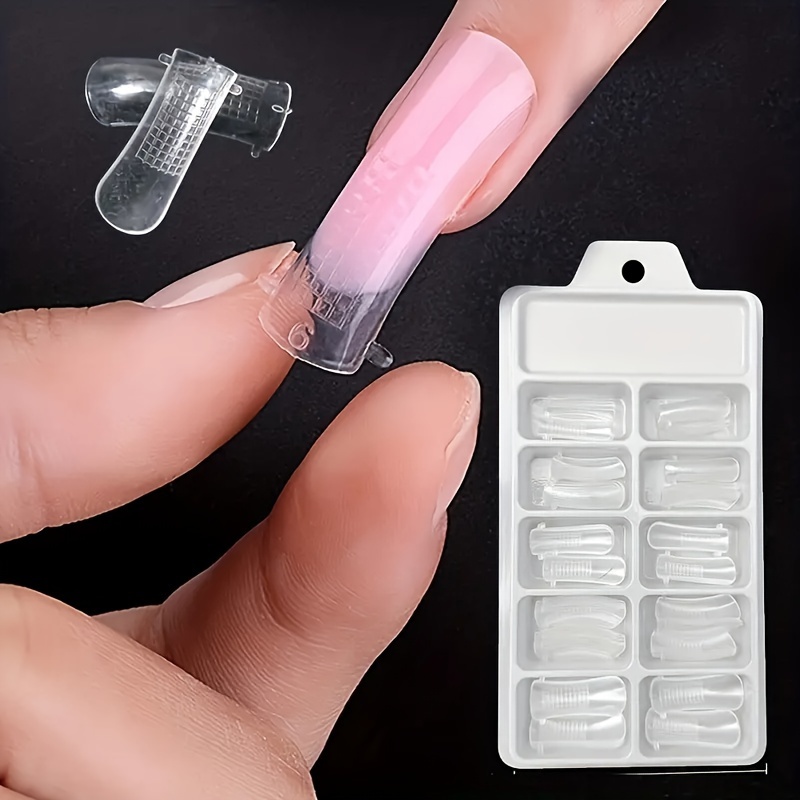 

100pcs Nail Extension Gel Molds With Scale, Nail Art Tool, Paperless Clear Nail Forms For Acrylic Nails, Uv/led Lamp Curing, Quick Building Salon Home Diy