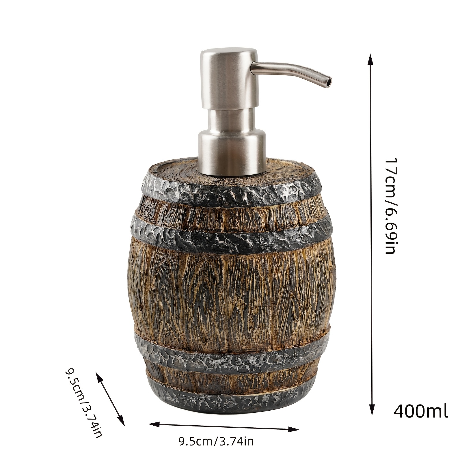 Image of Vintage-style Wooden Soap Dispenser, 300 Milliliters (10 Ounces) Refillable Hand Soap Pump, Suitable For Bathroom And Kitchen Countertops