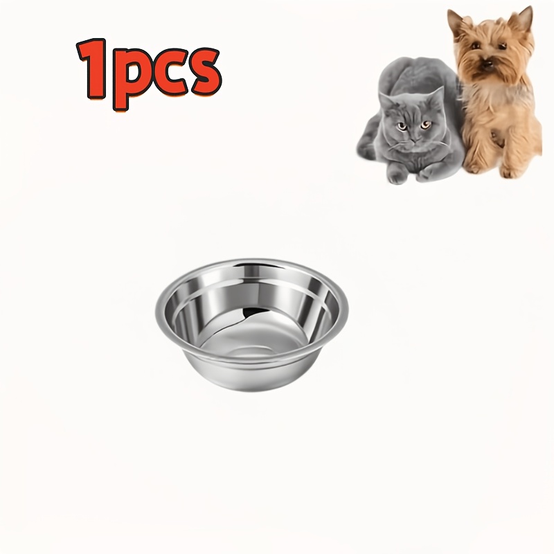 TEMU Thickened And Deepened Large Diameter Pet Food And Water Bowl, Made Of Non-magnetic Stainless Steel, With Stylish Round Print, High Appearance