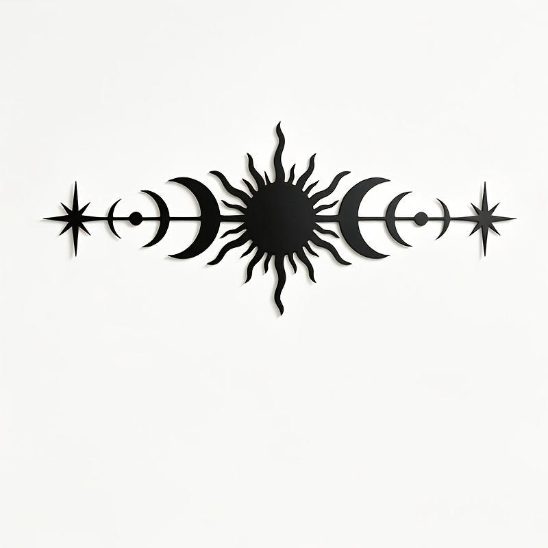 TEMU 1pc Celestial Moon Phase Metal Wall Art, Sun And Decor, Bohemian Moon Hanging, Home Decor, Mystical Bedroom Art Iron Ornament, For Halloween
