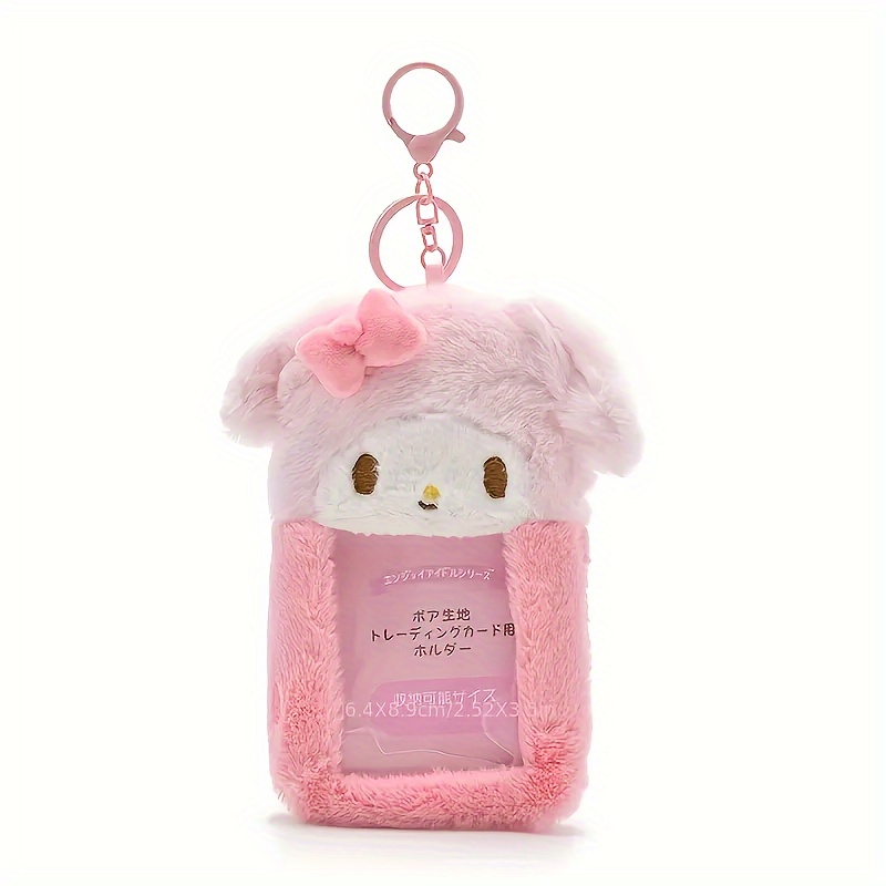 Plush Card Holder - Cute Black , Soft Cartoon Anime Student Meal And Pass Protection Case