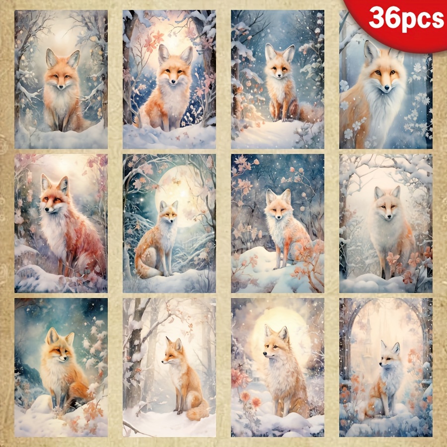 

Winter Foxes A5 Scrapbook Paper Set, 36 Sheets - Snowy Landscape Diy Crafting Paper For Handmade Cards, Bullet Journals & Decorations, Recyclable