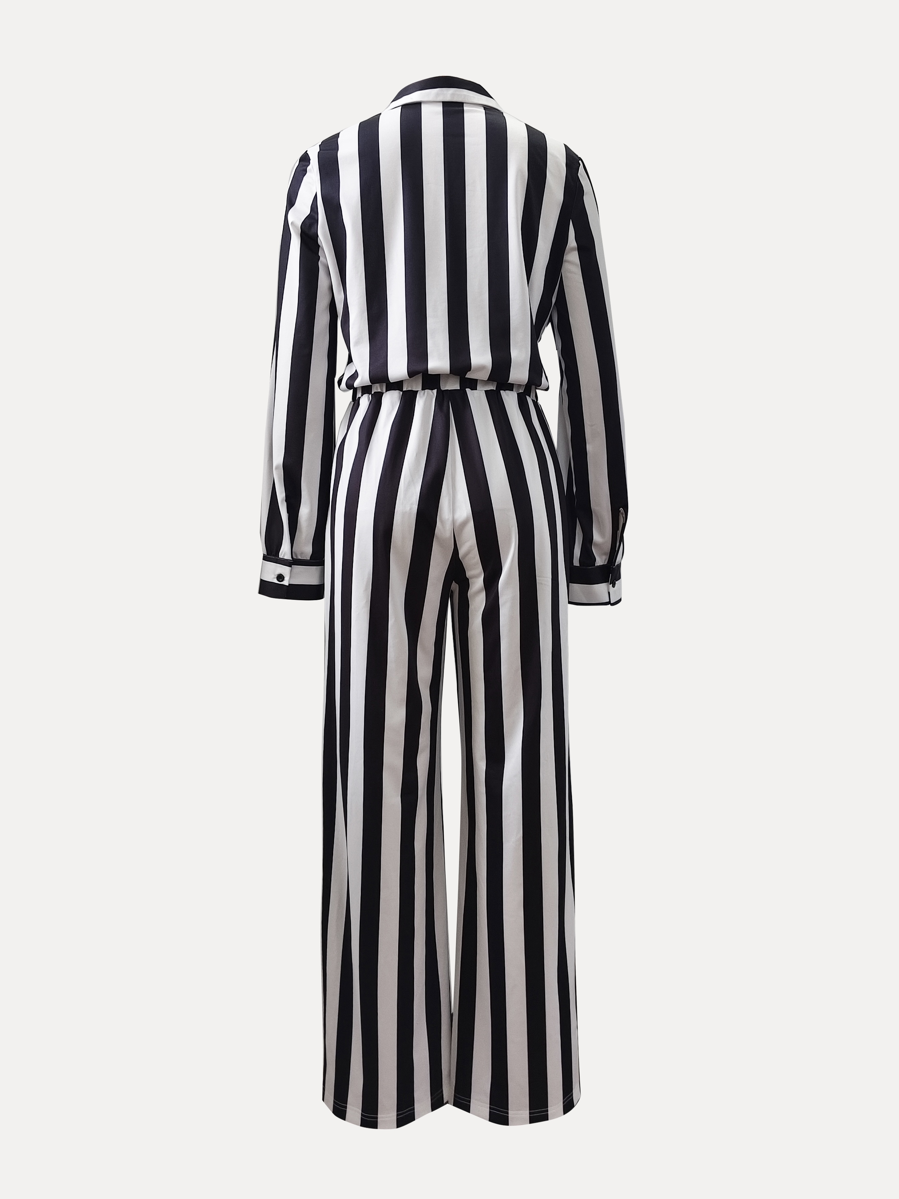 women's casual striped lapel long sleeve jumpsuit pockets Temu