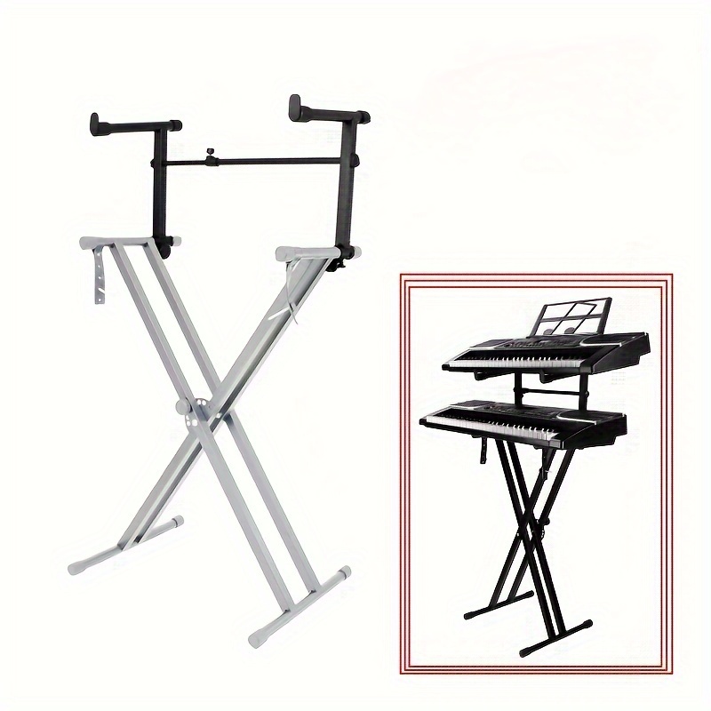 

Second Tier Keyboard Stand Extension Adapter, Addition Stand For X- Style Keyboard Holder, Keyboard Bracket, Adjustable Extension 42-75 Cm, 16.54" 29.53 Inches