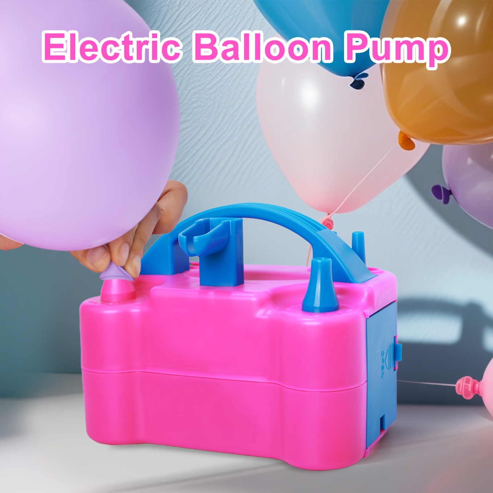 TEMU Electric Balloon Pump, Portable Inflator Blower Machine With Balloon Tie Tool And Dual Nozzles, Without Battery