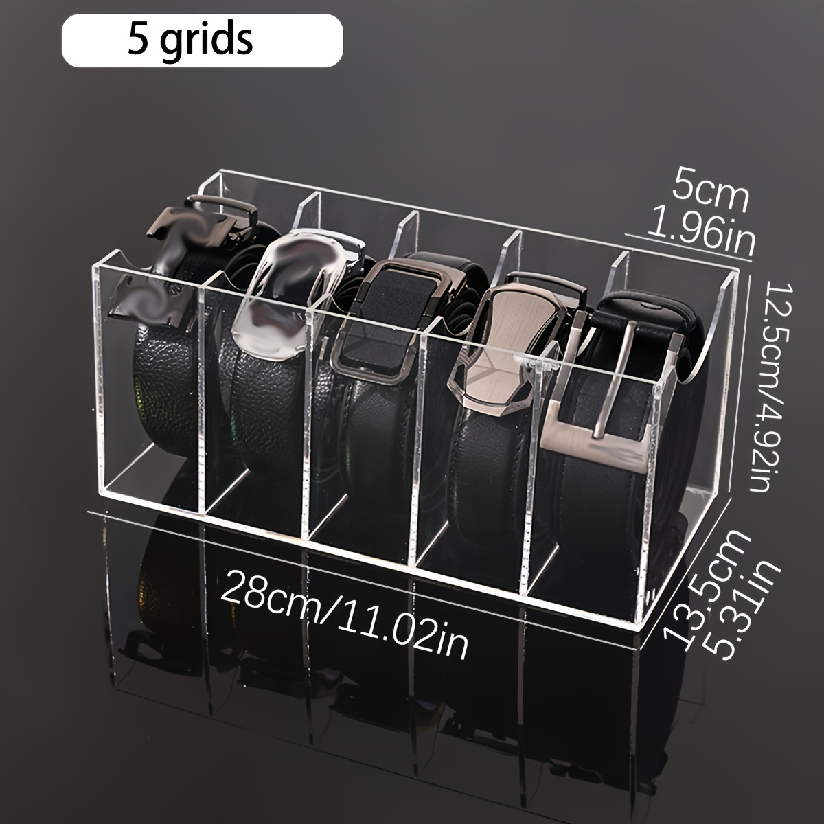 1 акриловая многоразовая органайзер для ремней с несколькими слотами, прозрачный выставочный кейс для мужчин и женщин, подходящий для шарфов, часов, аксессуаров для волос, украшений, шкафов и ящиков, немагнитный спортивный стиль, сплошной узор, детали 2