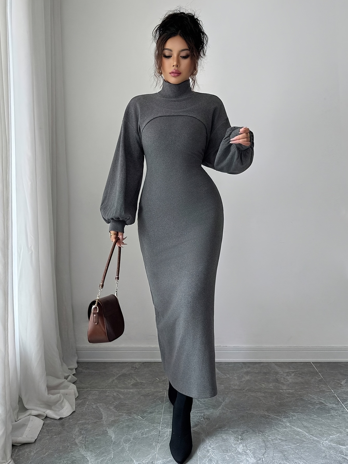 womens elegant high neck two piece waist cinching - Temu Cyprus