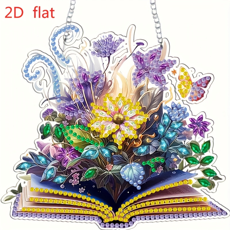 2d Flat Acrylic Pendant With Pattern , Handmade Small Pendant, Handmade Art Kit, Decorated With Irregularly Shaped Diamonds, Exquisite Decoration, Suitable For Home Decor