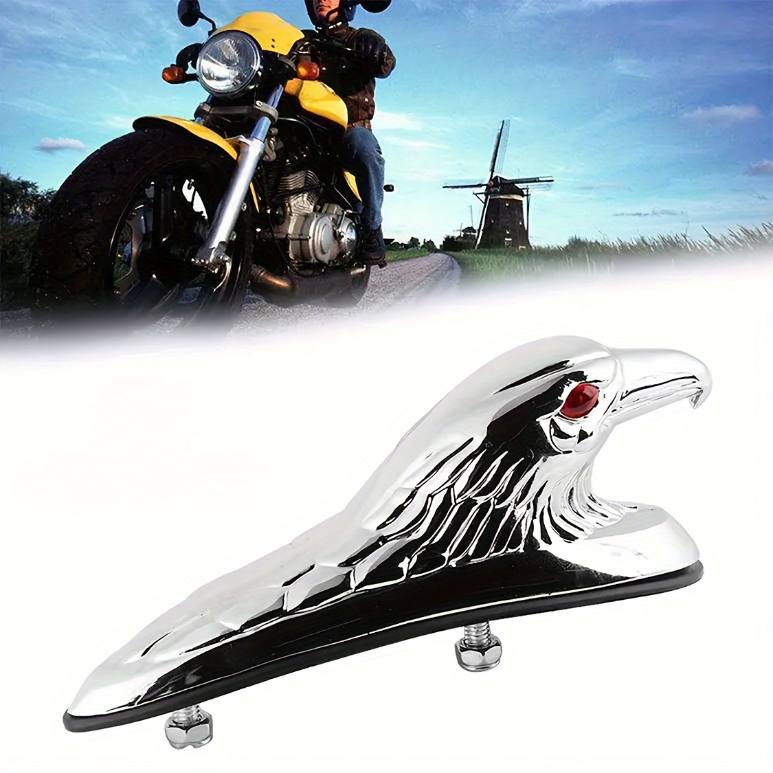 

1pc/set Motorcycle Front Mudguard Decorated With 3d Metal Eagle Head Statue Emblem And Car Sticker, A Universal Motorcycle Modification Accessory That Allows Your Motorcycle To Showcase Personality