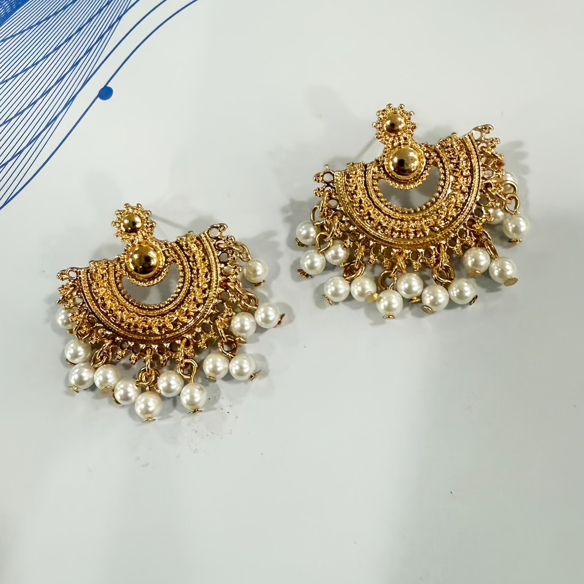 TEMU 1 Pair Of Fashion Vintage Fan-shaped Cut-out Bohemian Style Tassel Drop Earrings