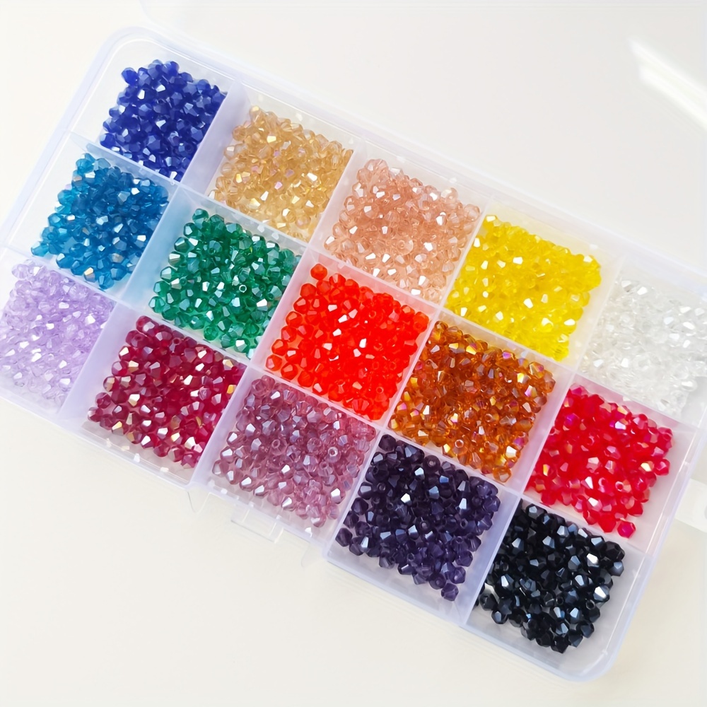 

Ab Colorful 3000pcs 4mm Faceted Bicone Crystal Glass Beads, 15 Colors - Ideal For Diy Jewelry Making, Suncatchers, Bracelets, Necklaces, Dolls & Handmade Crafts