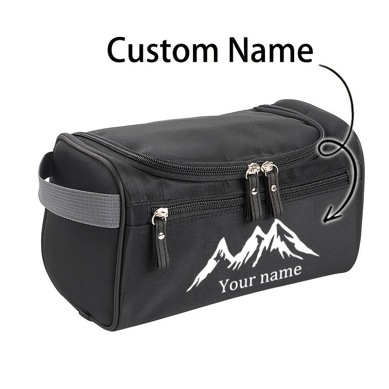 TEMU Trousse de maquillage personnalisée pour homme avec impression de lettres, grand organisateur de voyage avec crochet, trousse de toilette de