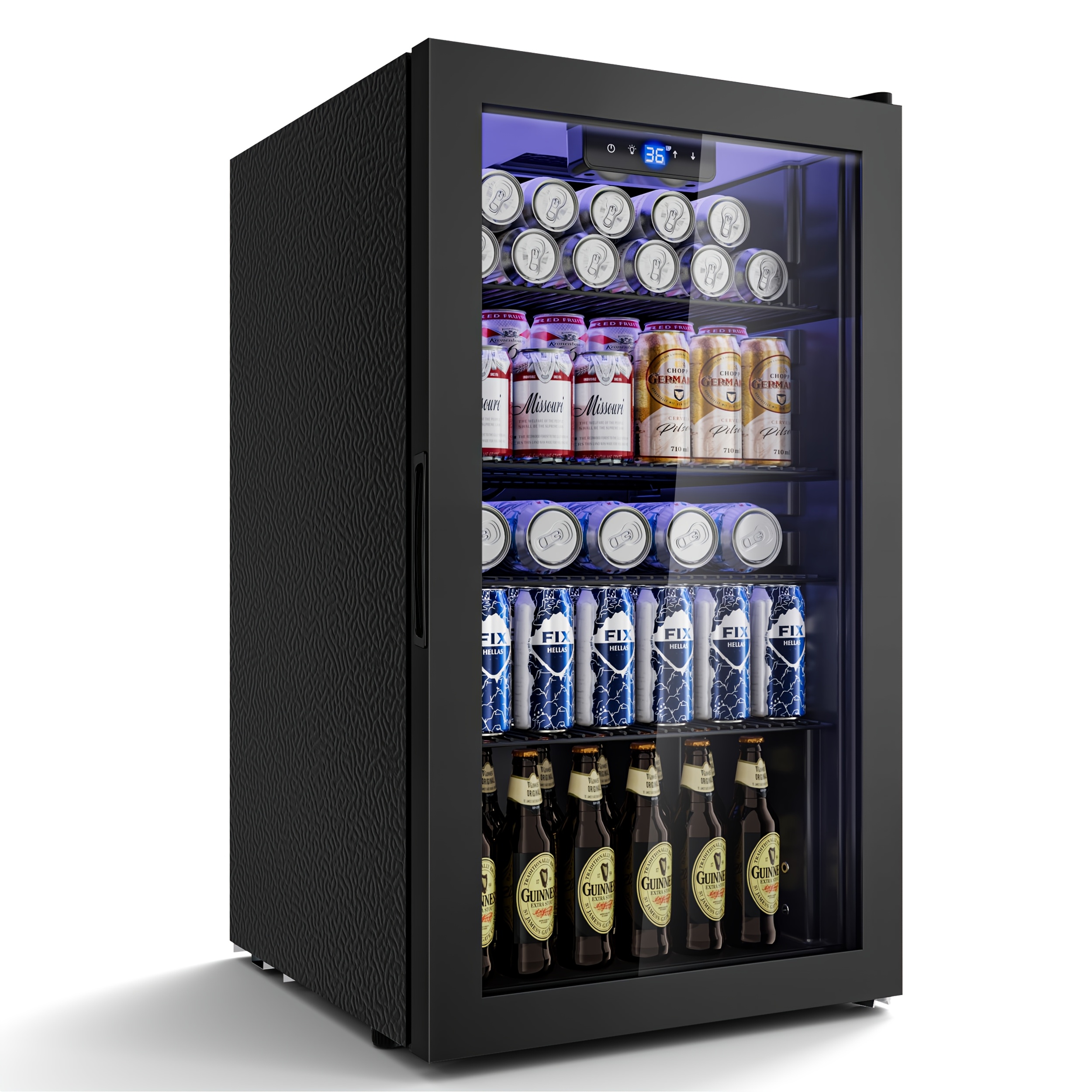 Image of 86l Beverage Cooler, Air Cooling, Double Glass Door, Stainless Optional For Purchase, Reversible Door Hinges, Suitable For Bar, Office And Household Use