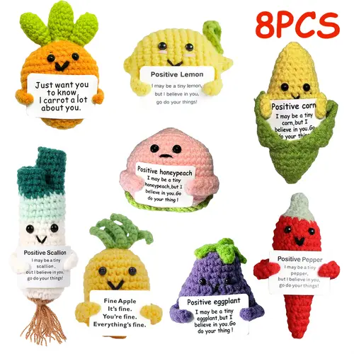 8pcs okra handmade positive potatoes 3 inch knitted dolls with positive cards perfect gift for birthdays or positive reminders suitable for valentines day christmas easter