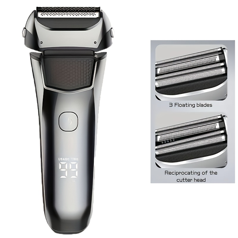 Image of Feiyba Men's Electric Razor Wet/dry 3-blade Foil Shaver With Self-cleaning & , 60-min ,, - Shavers For Wet/dry Use, Beard Trimmer-like Shaving ('s Grooming Gift)