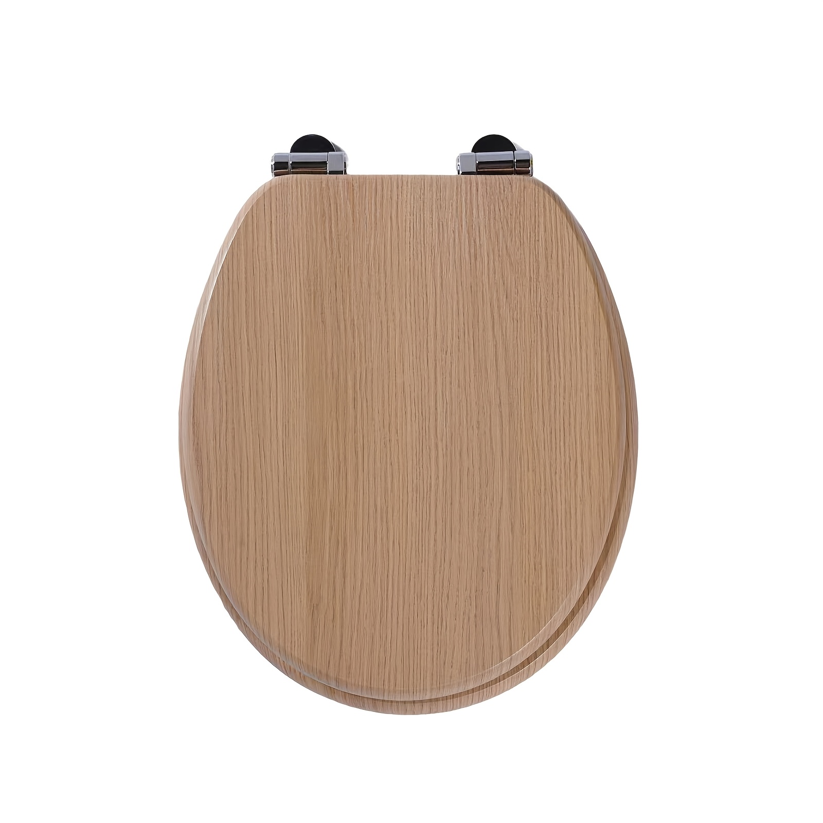 Image of Sainos Toilet Seat With Quiet-close Lid, Heavy-duty Mdf ( Wood) Round Bowl Seat, Adjustable Hinges & Eu-fit For Toilet Installation, Quiet & Durable Bath Seat For Or Commercial Use
