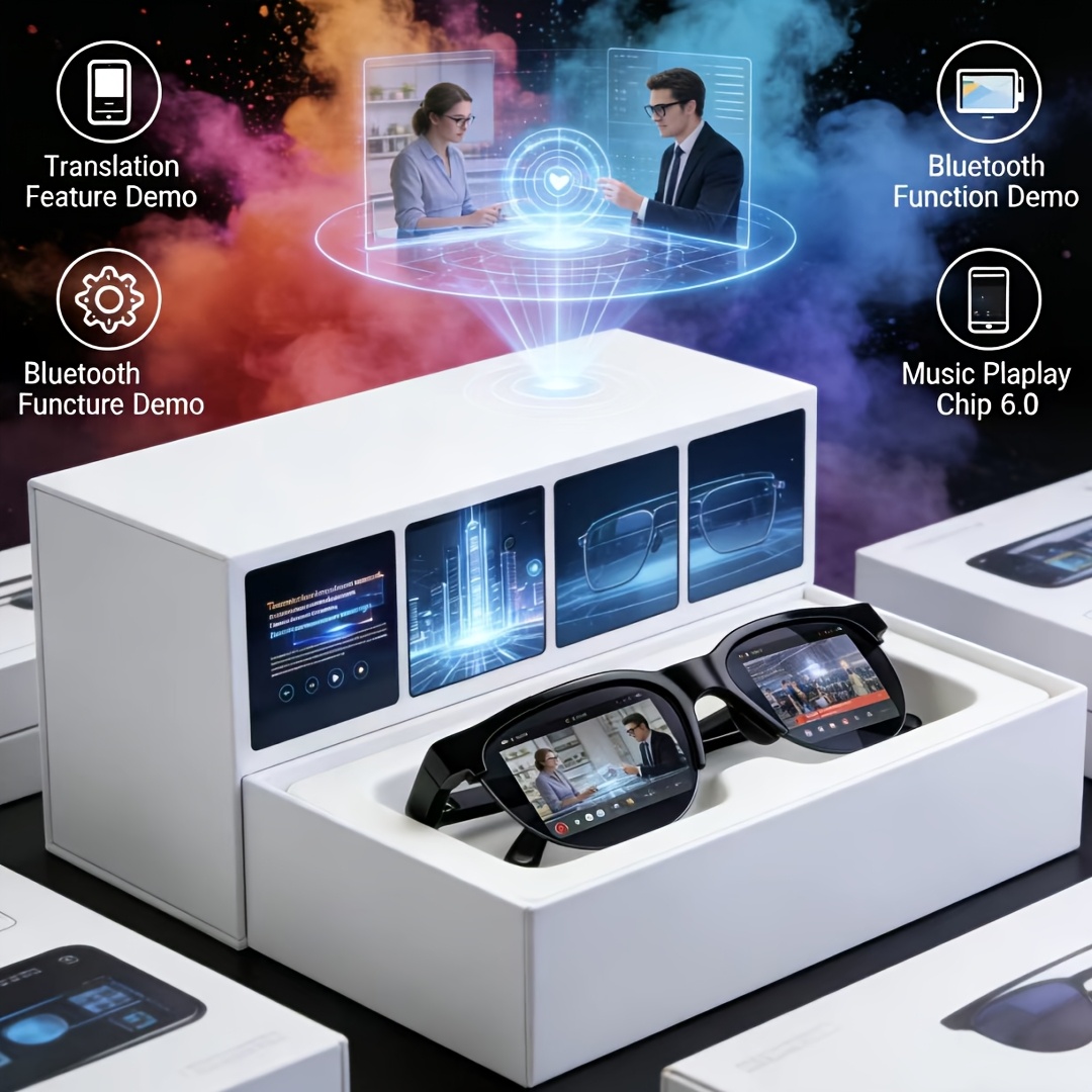 24-Hour Tech Gift AI Translation Smart Glasses, Support 164 Languages Real-Time Translation, Polarized Lenses, Built-In Microphone And Speaker, AI Voice Assistant, Suitable for Comfortable Cycling, Safe Driving, Fun Fishing