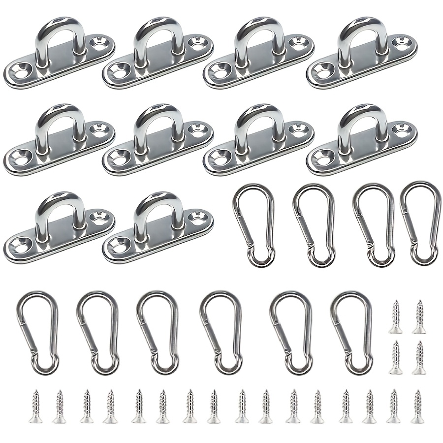 TEMU 40pcs Crochets à œillets en acier inoxydable 1.8In et crochets à ressort en acier inoxydable, avec vis, crochets de plafond, quincaillerie pour