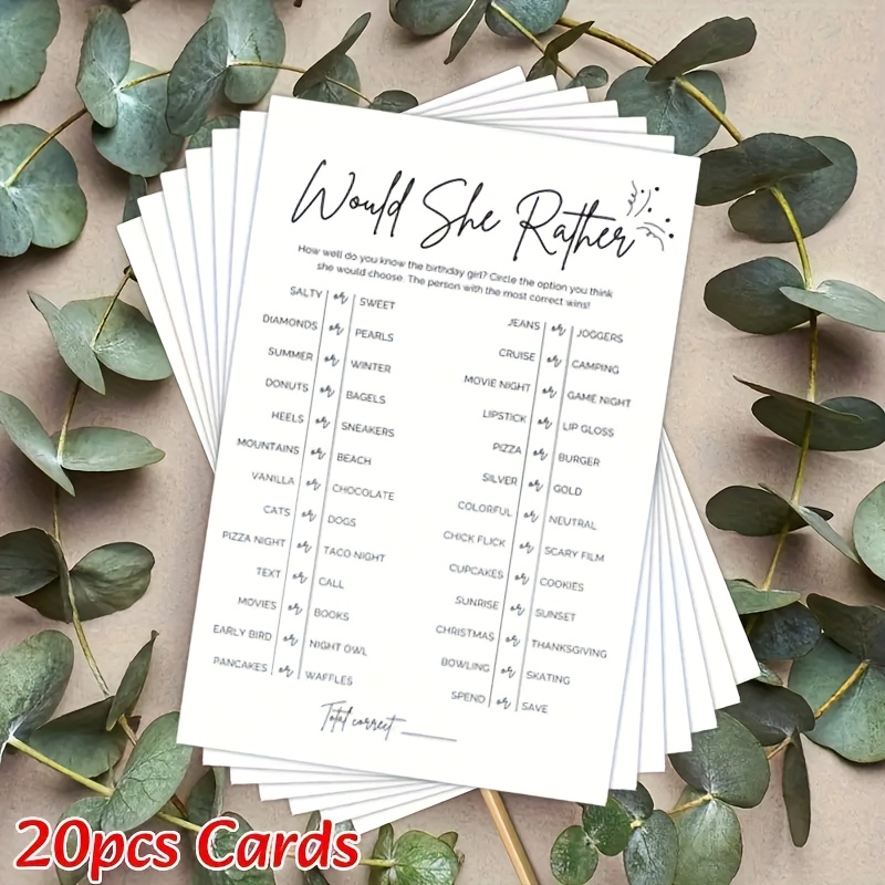 Image of 20 "would She Rather?" Fun And Party Activities For Birthdays, Bridal Showers, And Celebrations - Each Card Includes 16 Unique Questions For Halloween、christmas