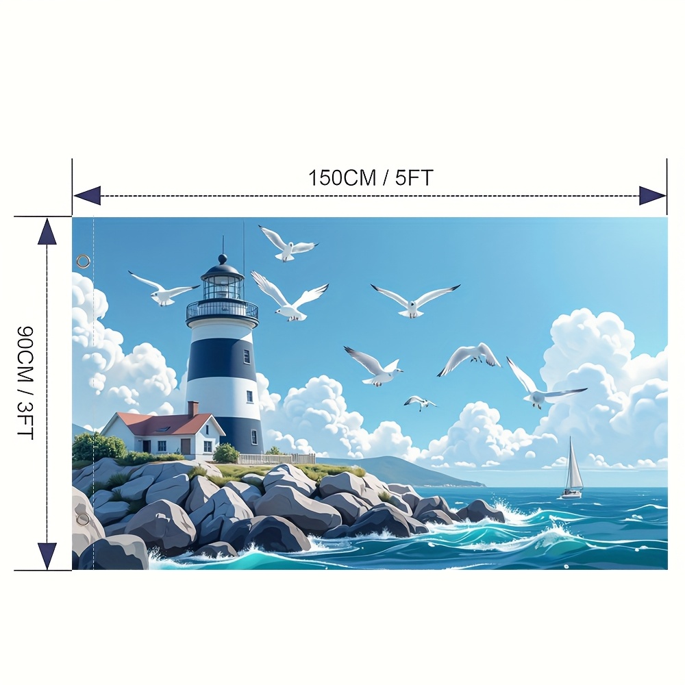 TEMU 1pc, Stylish Flag, Summer Lighthouse, (no Power Required) For Home Decoration, Outdoor Decoration, Yard Decoration, Garden Decoration, Holiday