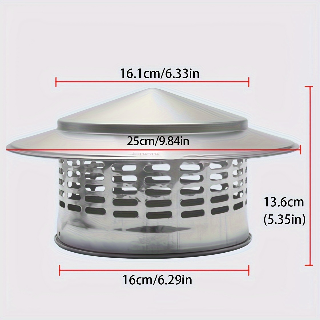 1pc thickened 304 stainless steel chimney cap ventilated exterior vent cover rainproof louvered     ventilation exhaust cap stainless steel chimney top outdoor smoke pipe   for heating and cooling appliances details 3