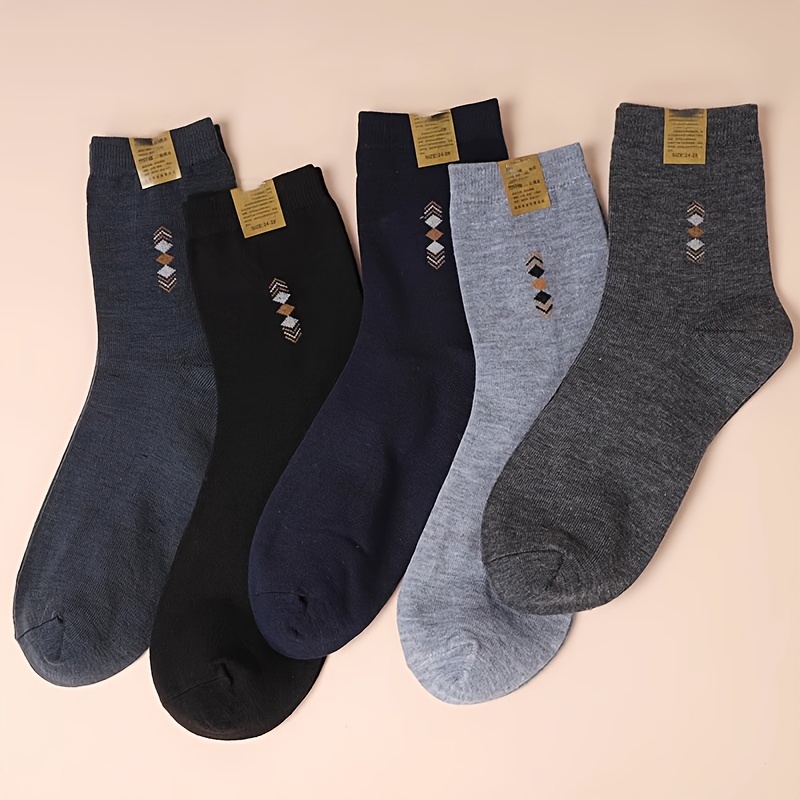 

5 Pairs Mid- Hosiery, -pattern, Knit , Washable - Business