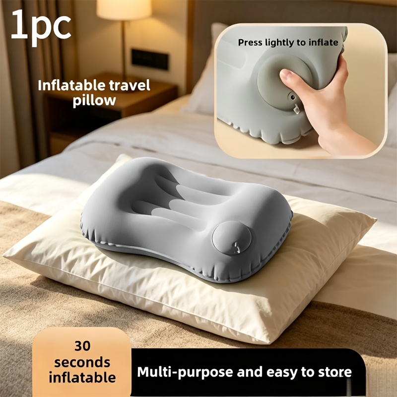 TEMU One-button Quick-inflate Travel Pillow, Multifunctional Portable Foldable Nap Pillow For Lying Down, Essential For Airplanes/ Trains/long