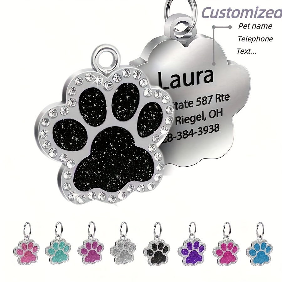 

Customized Personalized Pet Id Tag With Water Drill Decoration, Engraved With Your Phone Number And Pet's Name, Engraved Dog Name Tag, Cat Id Pet Tag - The Perfect Gift For Pets!