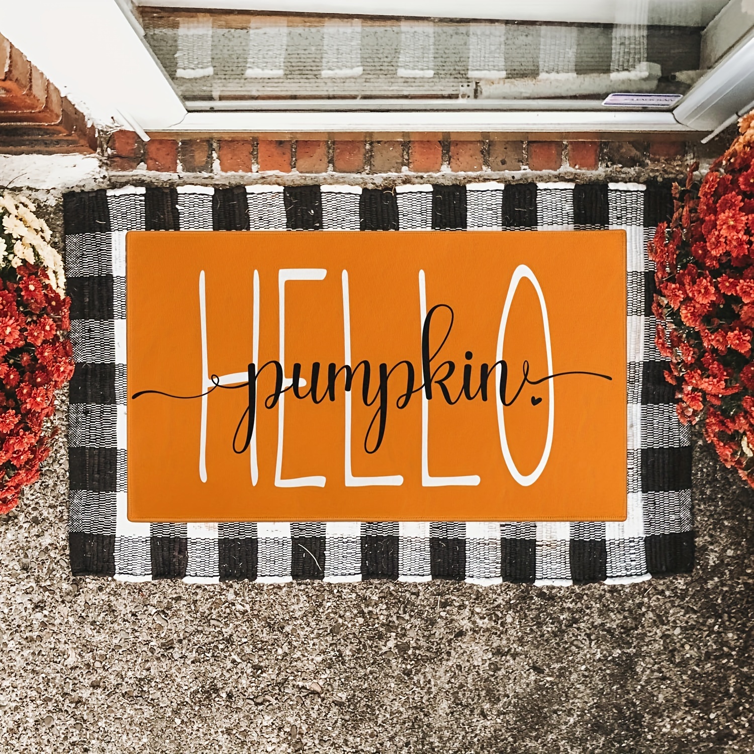 

Door Mat Outside, Fall Orange Welcome Mat For Front Door, Thanksgiving Autumn Indoor Outdoor Non-slip Rugs, Fall Doormat For Farmhouse Home Porch Decorations