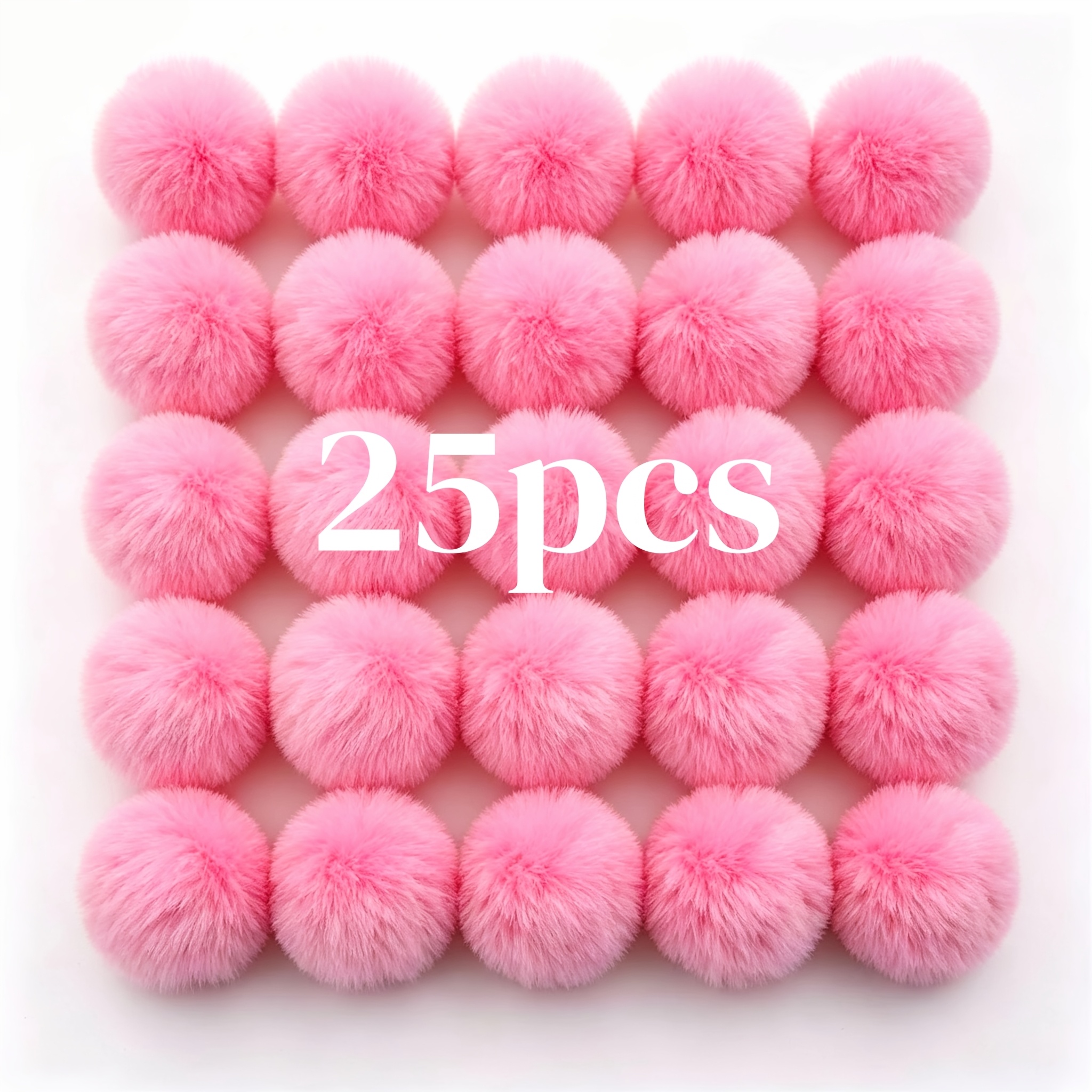 TEMU 25pcs, 6cm/2.36in Rabbit Plush Ball Fluffy Ball Pom Pom With Elastic Ring For Hat Scarf Gloves Bags Accessories, Random Colors