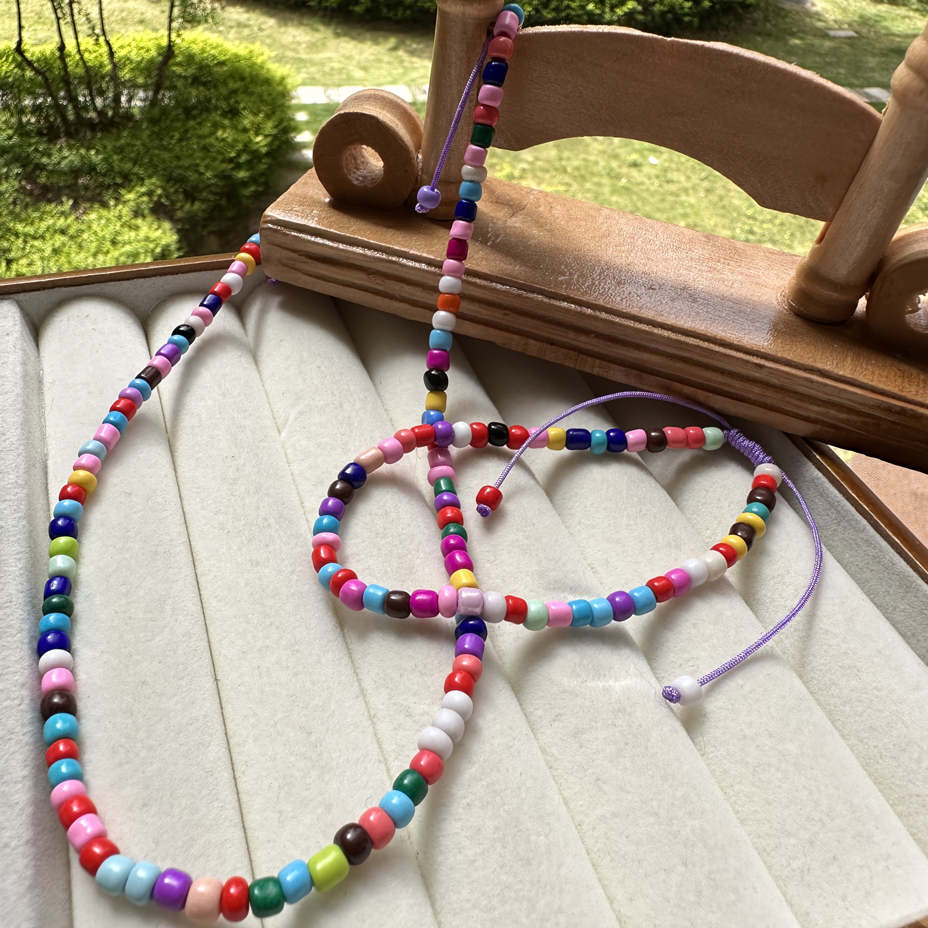 2pcs Fashion Handmade Beaded Set Necklace Bracelet - Vintage Style, Suitable For Casual Outfits