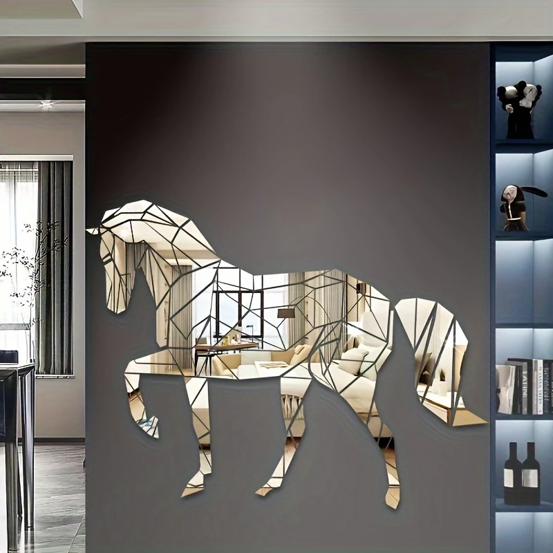 stunning acrylic wall decoration diy 3d self wall art reflective surface protective film and home office or any room horse theme details 1