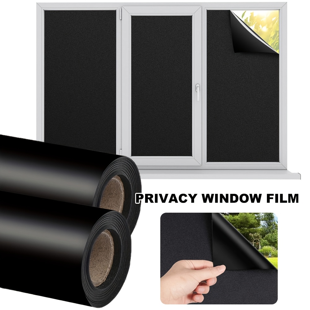 2 Rolls Privacy Window Film, Frosted Glass Window Clings, Decorative Bathroom Door Coverings, Full Blackout Home Window Tint, 100% Blackout Window Film Ideal For Daytime Sleep
