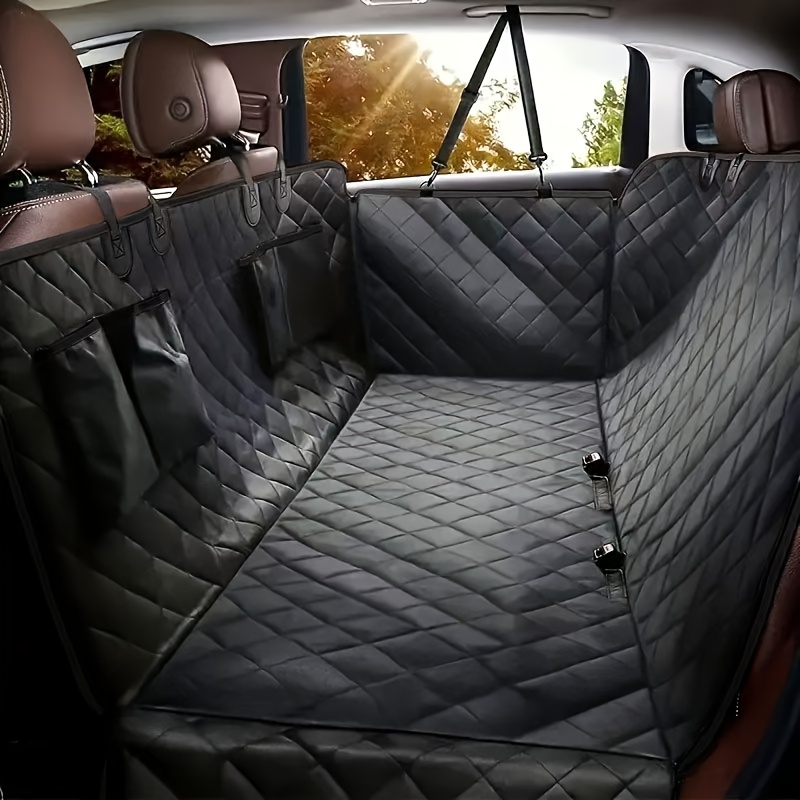 TEMU Dog Car Seat Cover - Pet Hammock, With 4 Pockets On The Side Wings, Scratch And Slip Protection For The Rear Seat, Suitable For Cars, Trucks And