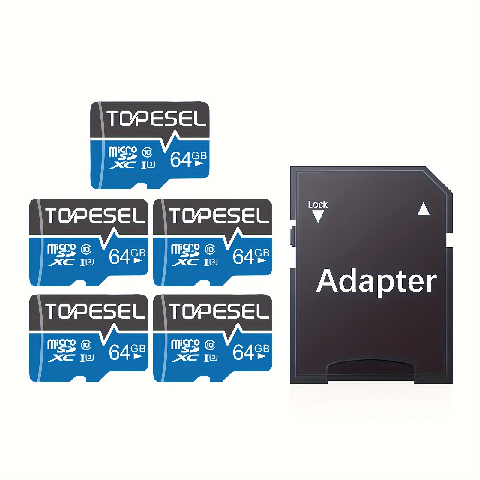 

5pcs-64gb/32gb/ With Sd Adapter Microsdxc, Sd Card Class 10 Uhs-i Storage Card U1 Tf Card Suitable For Tablet, Smartphone, Dash Cam, Camera Display